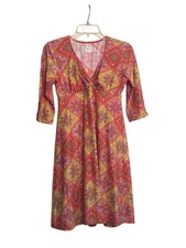 Spunk Wear Colorful Geometric Midi Dress Made In USA Size S