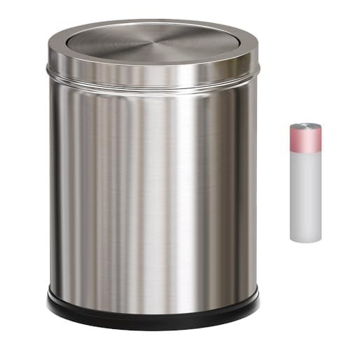 4 Gallon Stainless Steel Waste Bin,Small Metal Garbage can with Shake Lid,Pap...