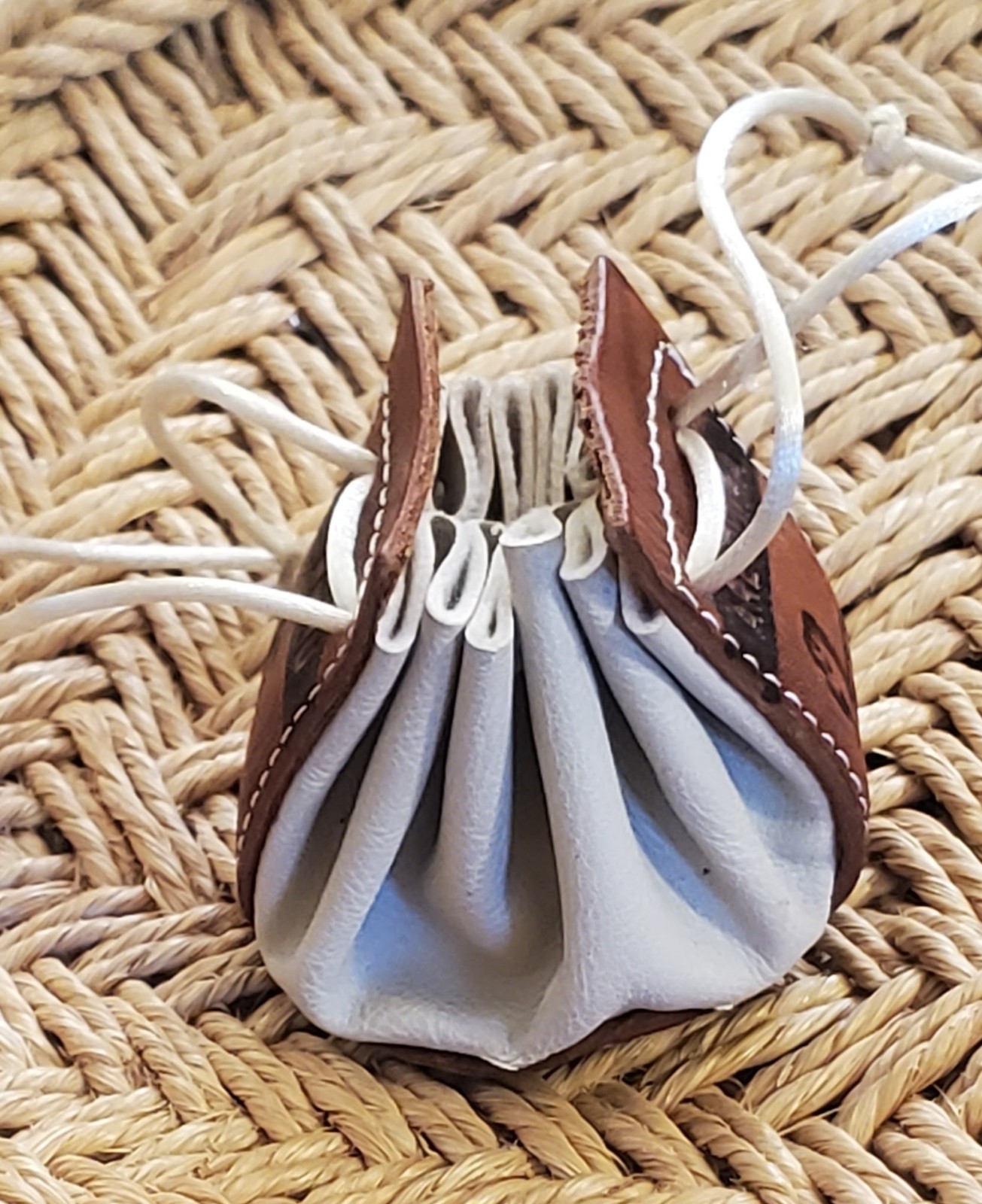 Peruvian Handmade Mini Tiny Leather Coin Purse Bag - image 5