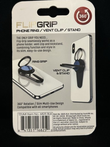 FlipGrip 3-in-1 Phone Ring, Vent Clip & Stand Universal Smartphone Grip - Picture 3 of 3