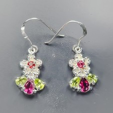Women Fashion jewelry Natural Rhodolite Earrings 925 Sterling Silver /E138005