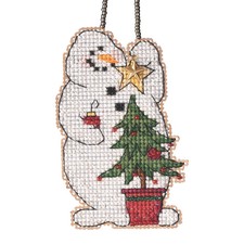 Trimming Snowman Beaded Cross Stitch Kit Mill Hill 2021 Snow Fun MH162132