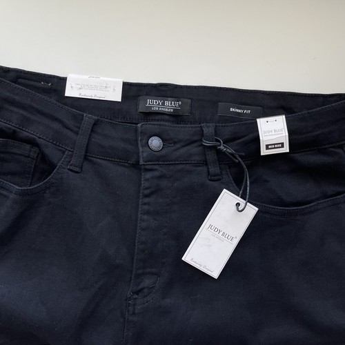 Judy Blue Skinny Jeans 18W Black Jeggings Mid Rise Stretch Solid Tummy Control - Picture 4 of 13