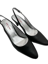 Marc Joseph New York Leather Black Heels size 11 Sling back Career Heel Box