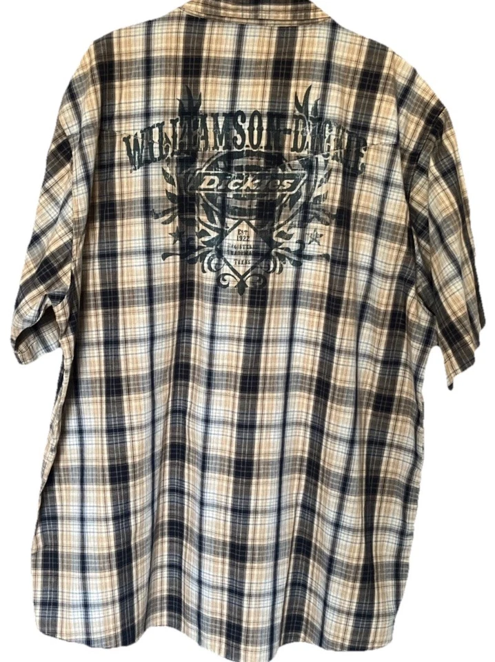 Camisa Dickies Williamson Vintage Western a Cuadros Manga Corta Para Hombre 2XL Perla A Presión Foto 3 de 4