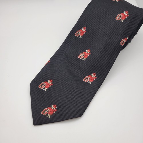 Vtg 70s University Of Georgia Bulldogs Tie Black Dawgs Frat UGA Football Game - Picture 8 of 9