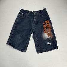 Y2K Skater Punk Grudge South Pole Youth 16 Denim Shorts Gray Tab