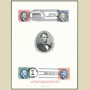 BEP Souvenir Card PV-16 Abraham Lincoln 90c 1869 (#122), Essays cutouts 2433 FDC