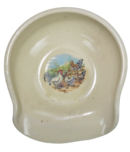 Marshall Pottery Stoneware Spoon Rest Chickens Hen Rooster Flock Farm Country  - Picture 1 of 5