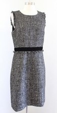 J Crew Sparkling Constellation Metallic Tweed Fringe Velvet Trim Sheath Dress 8