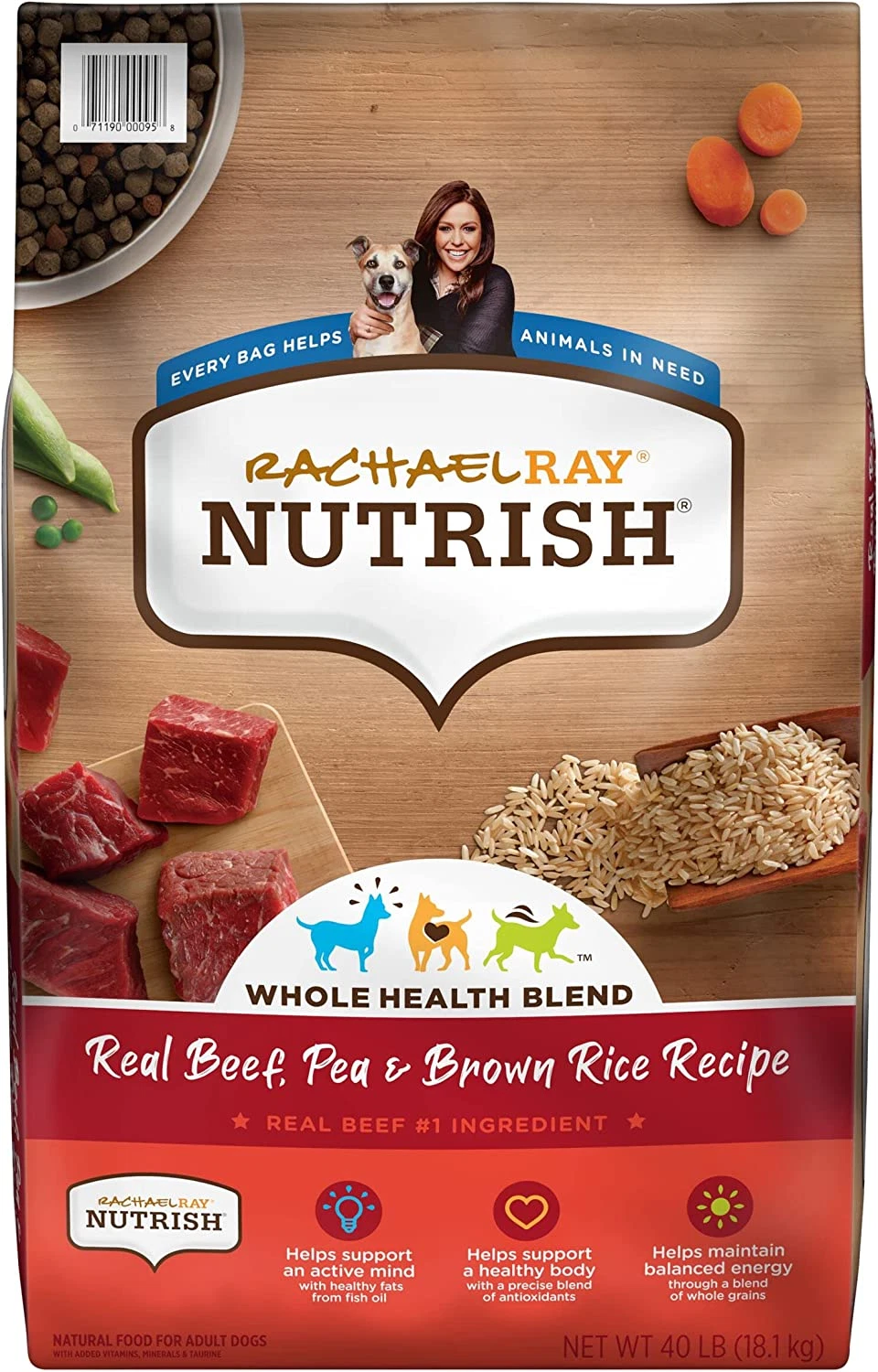 40lbs Nutrish Premium Natural Dry Dog Food, Real Beef, Pea, & Brown Rice Recipe,