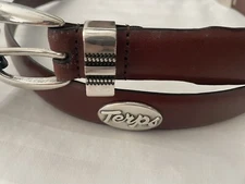 Brown Leather Belt With University of Maryland Terps Conchos 28, 30, 32, 44, 46