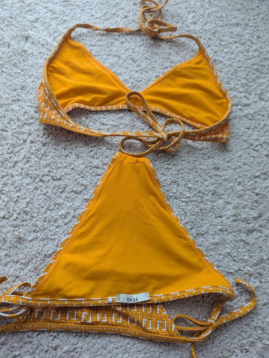 Fendi FF Logo Orange Stretch Jacquard Halterneck Triangle