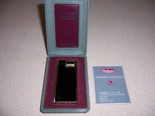 Vintage Hadson ELECTRONIC GAS Lighter Gold Tone & Black - NEW IN CASE
