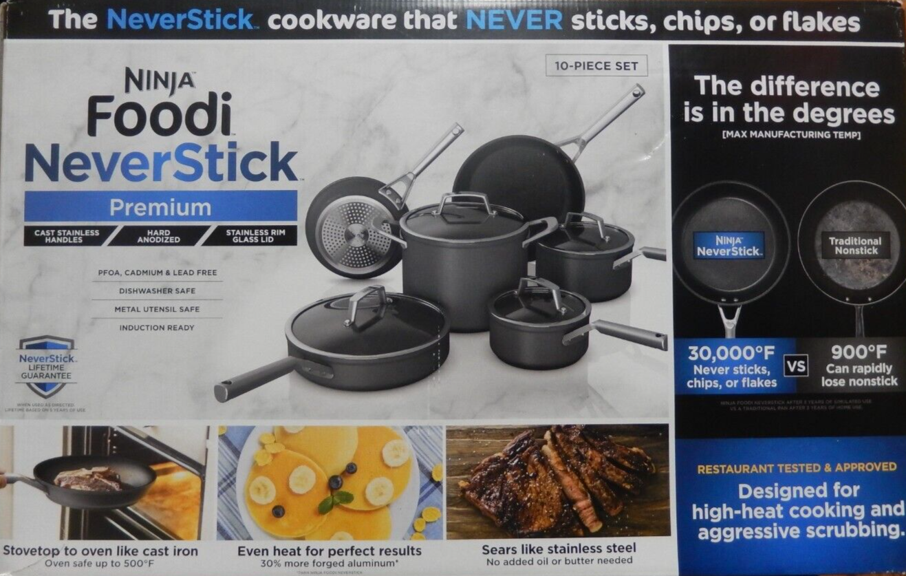 Ninja C39500 Foodi NeverStick Premium 10 Piece Cookware Pots & Pans Set