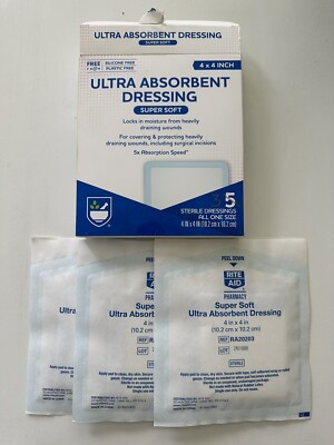 Rite Aid Adhesive Dressing Ultra Absorbent 4 x 4 Inch- 3 ct Box Damage Sealed