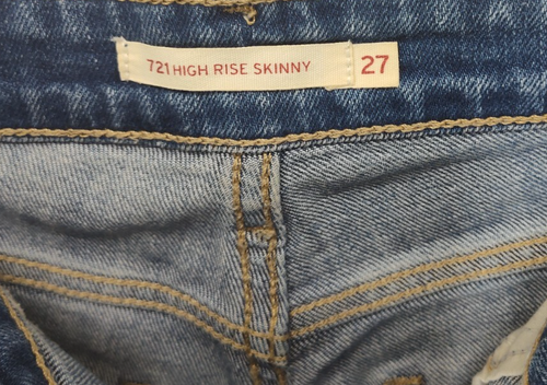 Levis 721 Women Jeans 27 Blue Cotton Blend Distressed Regular Fit Skinny Denim - Bild 20 von 23