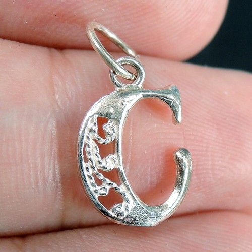 Pendentif Lettre Initiale En Argent Massif 925/1000 - Avec Zirconium Cubique, Bijou Personnalisable