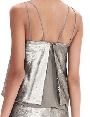 banana republic silver sequin dress Banana republic 100 percent silk and sequin silver cocktail dress