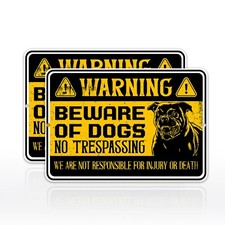 2 Pack Warning Beware Of Dogs No Trespassing Sign Rust Free Metal Sign 8 x 12"
