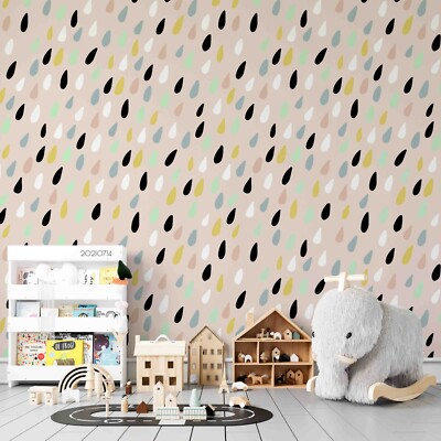 3D Pink Raindrops Vector Wallpaper Wall Mural Removable Self-adhesive 192