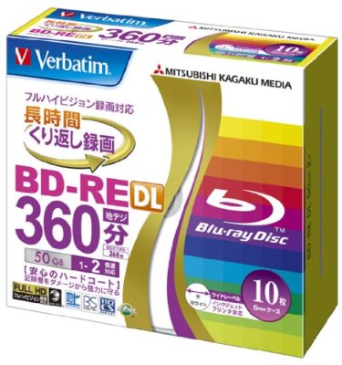 Verbatim BD-RE DL 2x 50GB rewritable Blu-ray disc 10 Pack w/ Tracking NEW