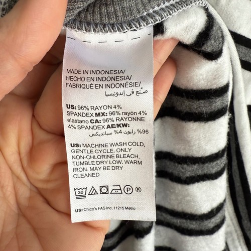 Chico's Zenergy schwarz, weiß und grau Seitenschlitz Damen Wasserfallausschnitt Tunika, 16/18 - Bild 5 von 5