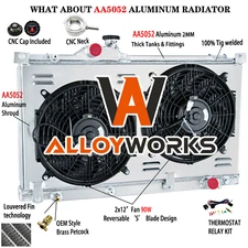 3 ROW Aluminum Radiator Shroud Fan Relay For 99-2005 Lexus IS200 IS300 2.0L 3.0L