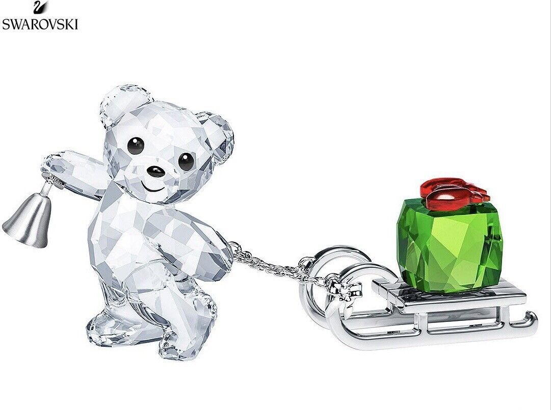 NIB Swarovski Kris Bear Christmas Sleigh Gift 2019 Annual Ed Figurine #5464863