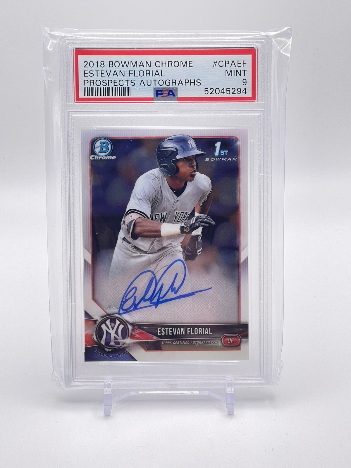 ESTEVAN FLORIAL AUTO 2018 Bowman Chrome Prospects Autograph Rookie RC PSA 9 MINT