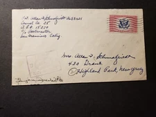 APO 15220 CASUAL Co #25 1944 Censored WWII Army Cover Soldier's Mail #CE2