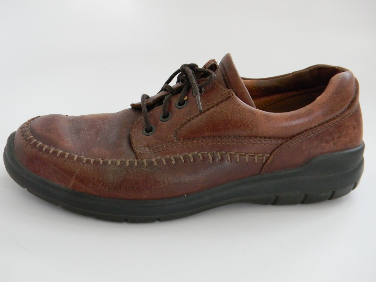 Mens Ecco Moc Toe Leather Derby Vegetable Tanned Brown Oxford