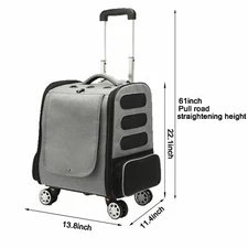 Removable 4 Wheels Rolling, Collapsible Pet Carrier, luggage Dog/Cat Stroller