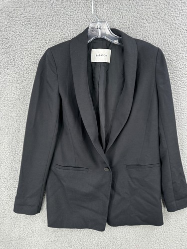 Aritzia Babaton Power Blazer 0 Oversized Black 1 Button Career Casual EUC - Picture 2 of 10