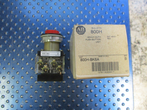 NEW ALLEN BRADLEY HEAVY DUTY EXT. HEAD RED PUSH BUTTON SER B 800H-BK6A - Picture 1 of 5
