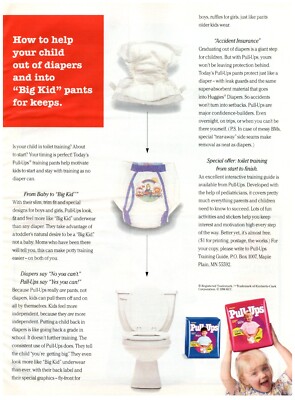 PRINT AD 1997 Huggies Pull-Ups Big Kid Underwear Diaper Toilet Happy 90's Kid