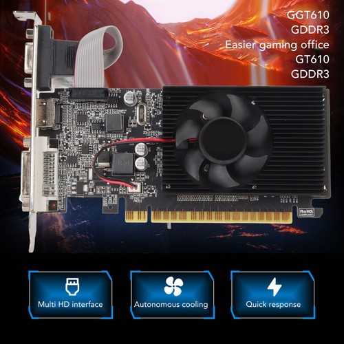 Carte Graphique GT610 pour Bureau Carte Vidéo DDR3 1 Go avec Interface HDMI V... - Photo 4/9