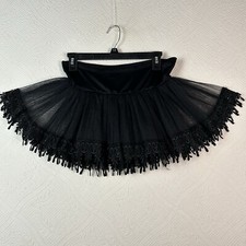Teardrop Lace Petticoat Tutu Layered Costume Dance Dress Up Black Witchy Core