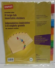 Staples 8-Tab Insertable Dividers, Buff with Assorted-Color Tabs (13487/11111)