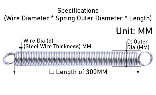 Stretch Spring Tension Spring 304 Stainless Steel Wire Dia of 0.3mm 0.5mm~ 1.0mm - Picture 3 of 6