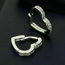 1.50Ct Round Simulated Diamond Women's Huggie Hoop Earring 14K White Gold Plated