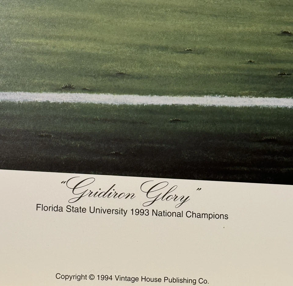 1994 “Gridiron Glory” National Champs Bowden FSU Douglas Hess Art Print 22X29 - Image 4 of 4