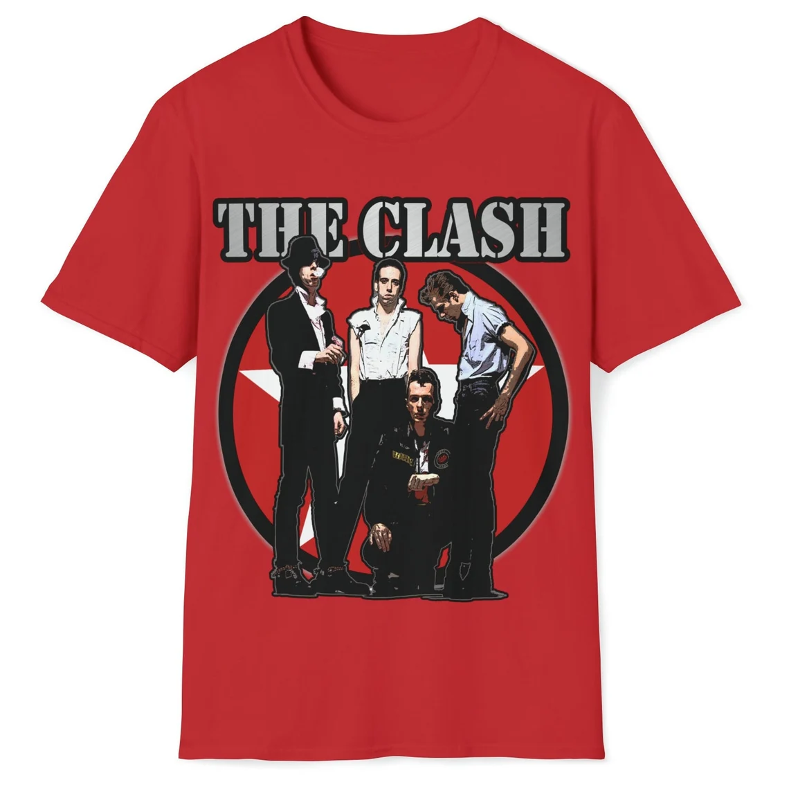 T-shirt The Clash Skull - Homme - Rouge - Tailles S à 5XL - Neuf
