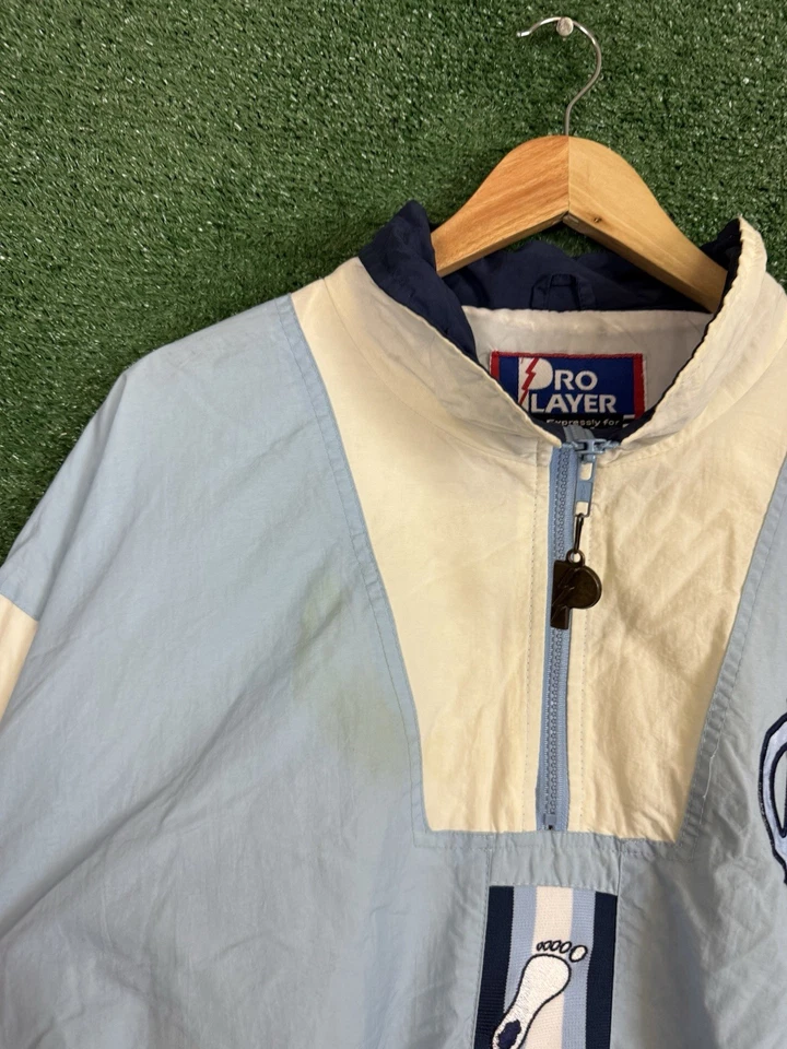 Chaqueta cortavientos vintage Pro Player UNC Tarheels cremallera completa para hombre L Foto 3 de 4