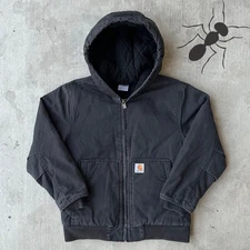 Vintage Y2K Carhartt YOUTH black hooded work wear jacket