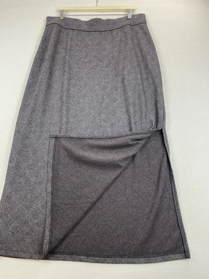 Falda lápiz larga a cuadros marrón elástica Venezia By Lane Bryant para mujer 18/20 abertura Foto 3 de 4