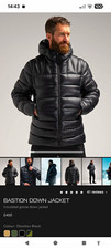 thru dark Bastion Down Puffer Jacket Men's XL Black Hooded Pertex Zip 900 Down