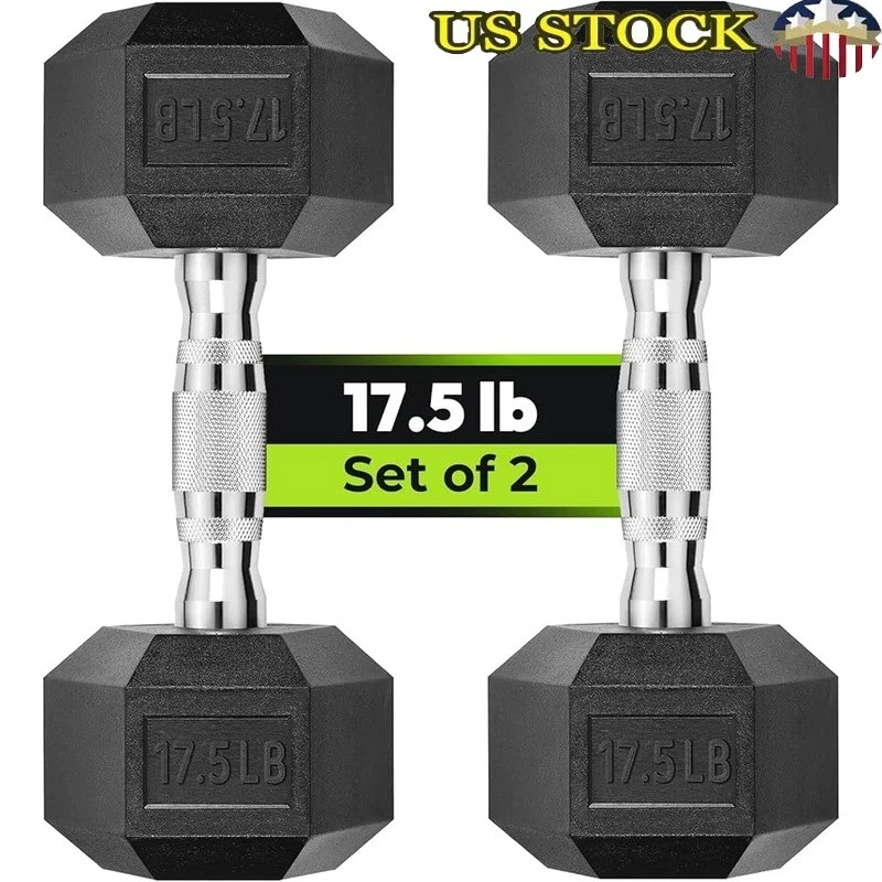 Hex Dumbbell Solid Cast Iron Rubber Resistance Weight Non-Slip Training New