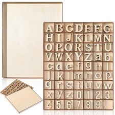 248 Pcs 1 Inch Wood Alphabet Letters Numbers with Storage Box Blank Unfinishe...