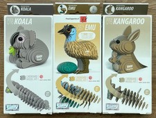Eugy Cardboard Model Kits Set of 3 Koala Emu Kangaroo - Brand New